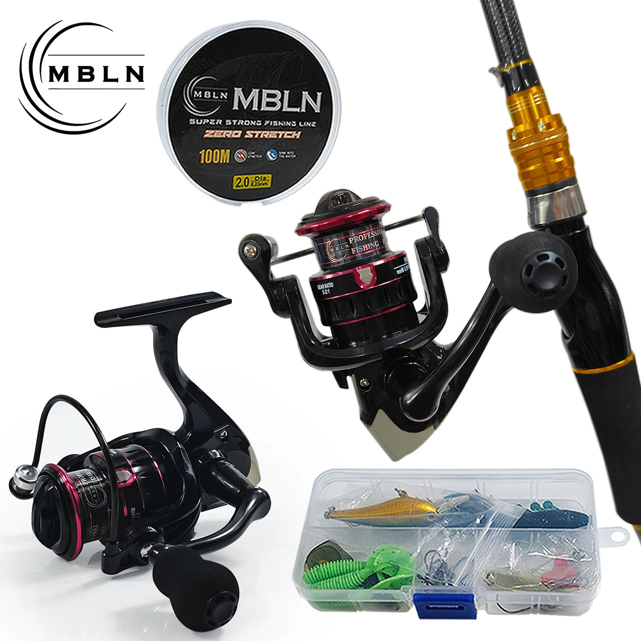 Kit canne à pêche télescopique 1,8m + moulinet spinning - Carbone