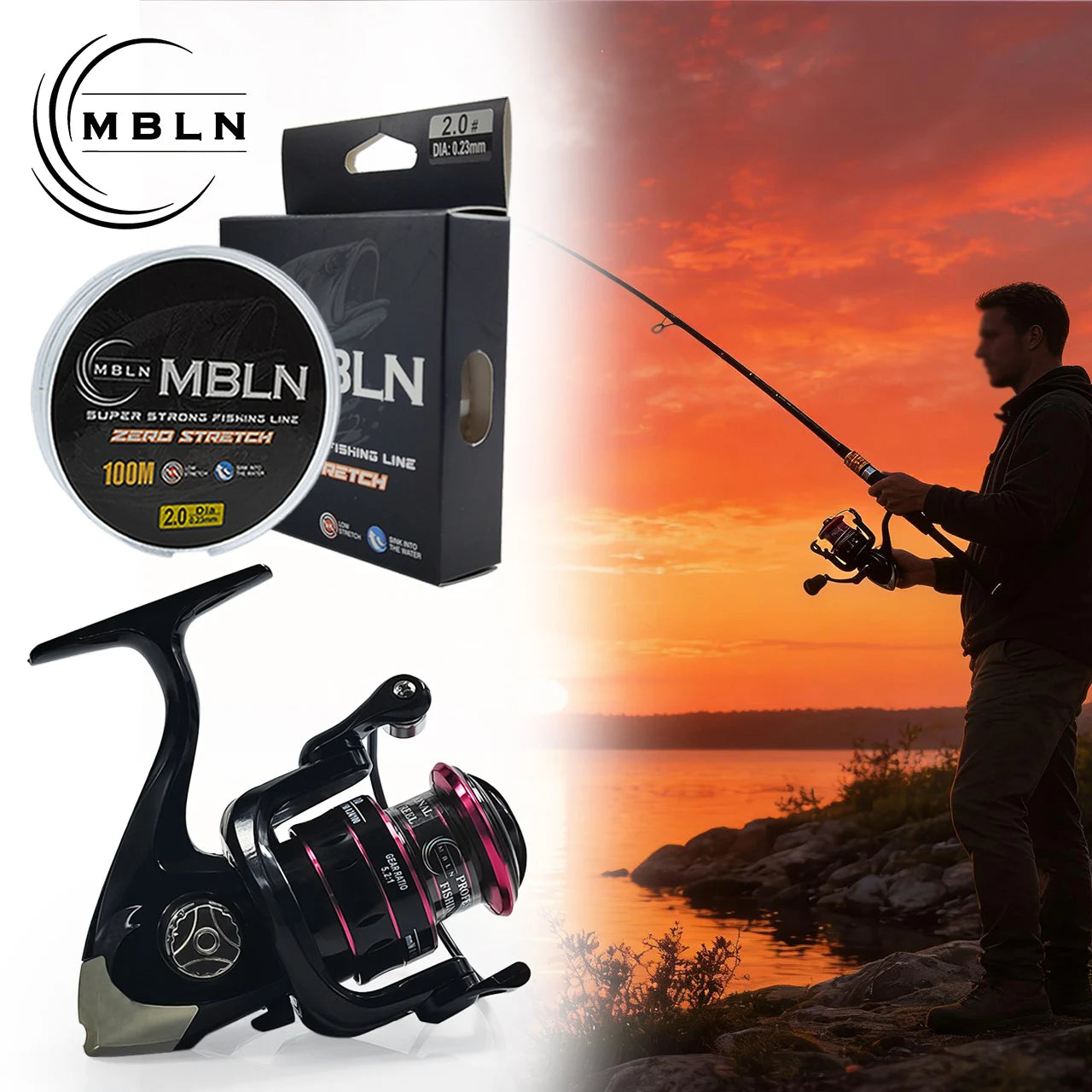 Kit canne à pêche télescopique 1,8m + moulinet spinning - Carbone