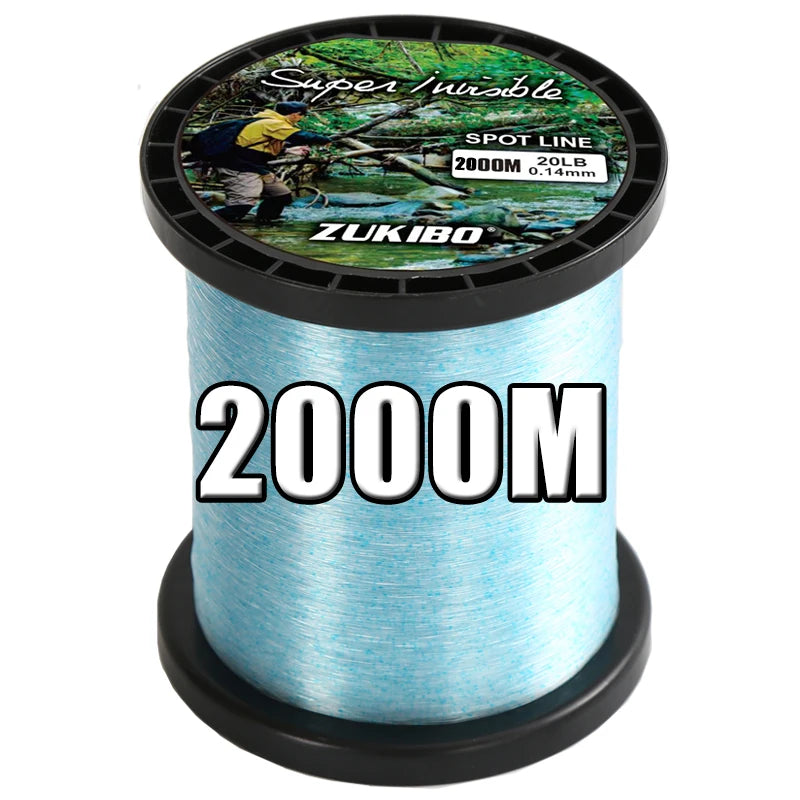 Fil de Pêche Monofilament Camouflage ZUKIBO – Revêtement Fluorocarbone (500M / 1000M / 2000M)