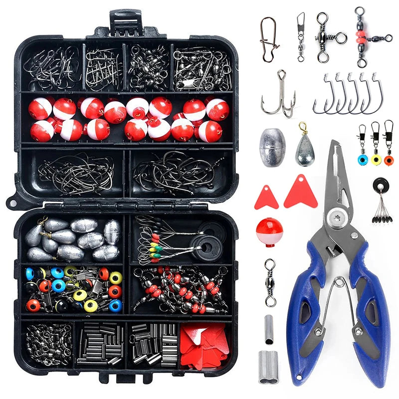 Kit Pêche Complet 263 Pièces – Boîte Tackle + Pince Multifonction