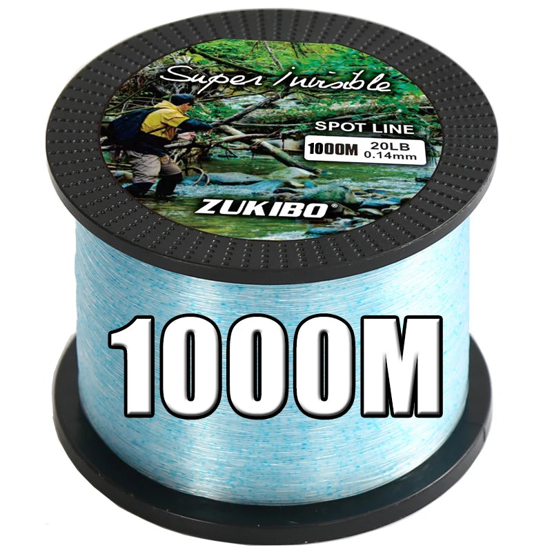 Fil de Pêche Monofilament Camouflage ZUKIBO – Revêtement Fluorocarbone (500M / 1000M / 2000M)