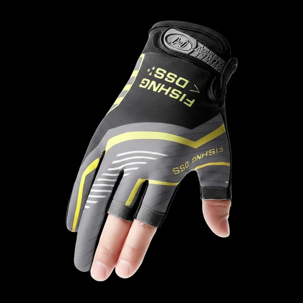 Gants de Pêche 3 Doigts Coupés - Anti-UV, Anti-Glisse, Soie Glacée Respirante