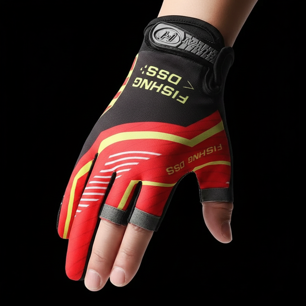 Gants de Pêche 3 Doigts Coupés - Anti-UV, Anti-Glisse, Soie Glacée Respirante