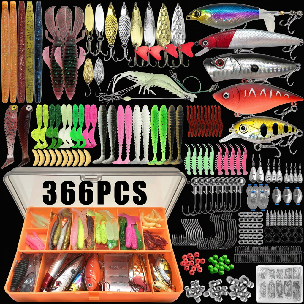 Kit de Leurres de Pêche Complet – 86 à 366 pièces | Truite, Brochet, Perche