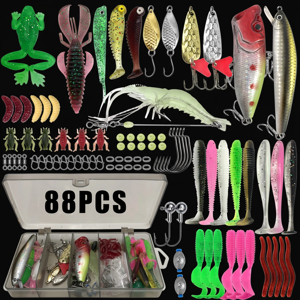 Kit de Leurres de Pêche Complet – 86 à 366 pièces | Truite, Brochet, Perche