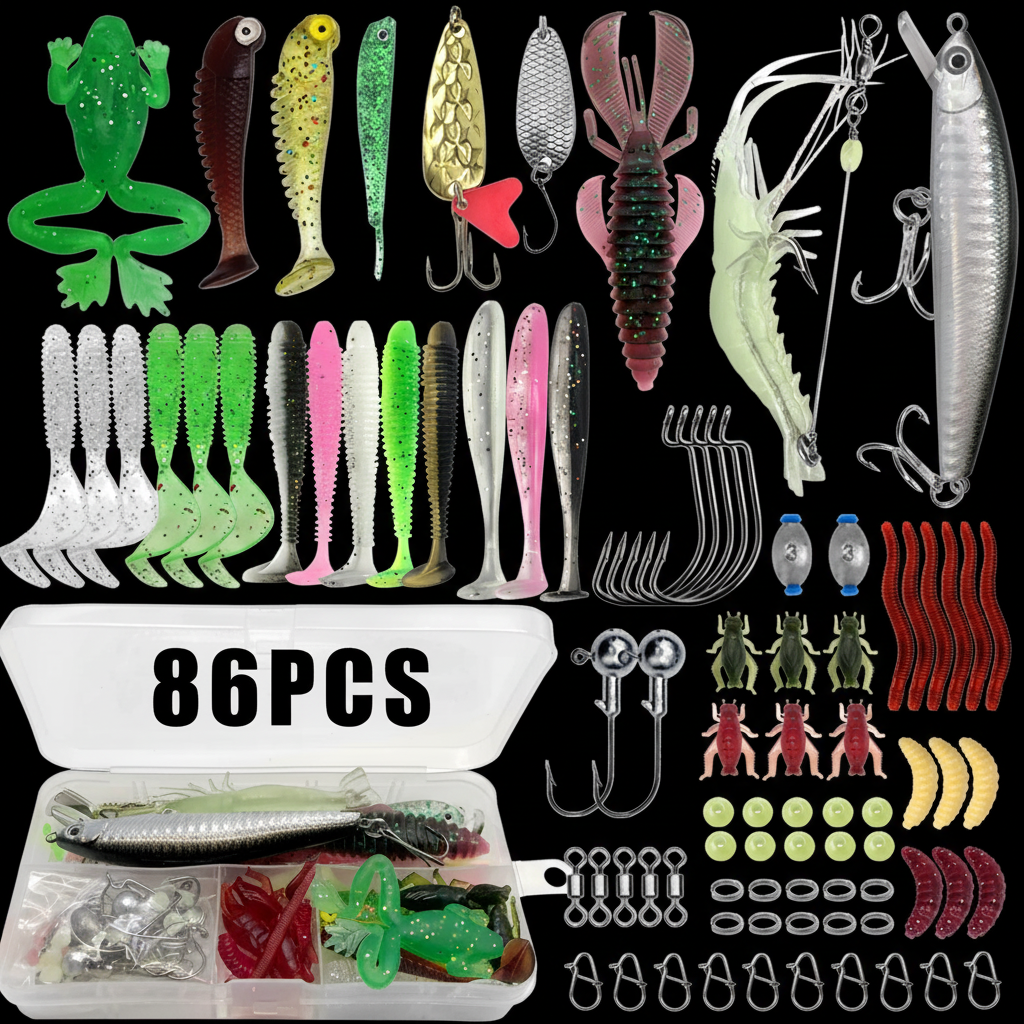 Kit de Leurres de Pêche Complet – 86 à 366 pièces | Truite, Brochet, Perche