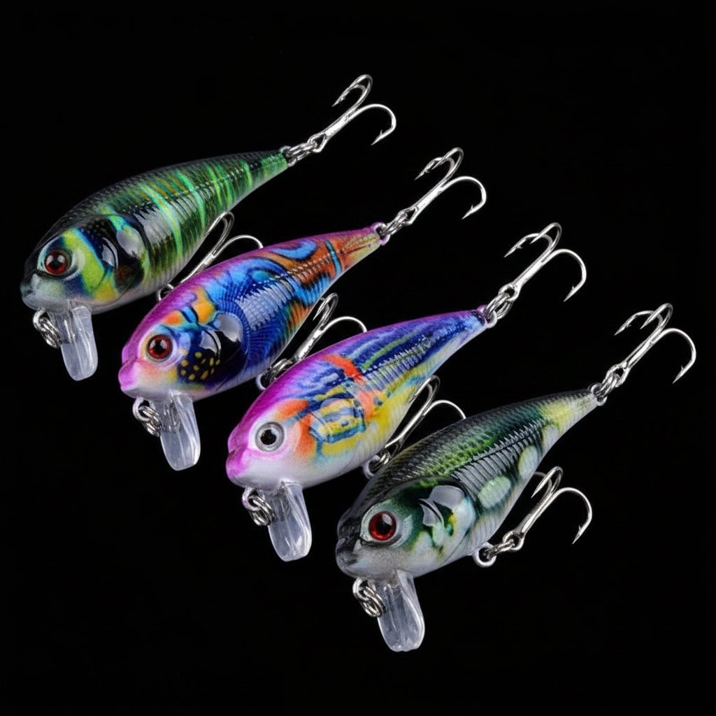 Lot de leurres popper flottants 5,5cm 9g – Pêche carnassiers, carpe, brochet